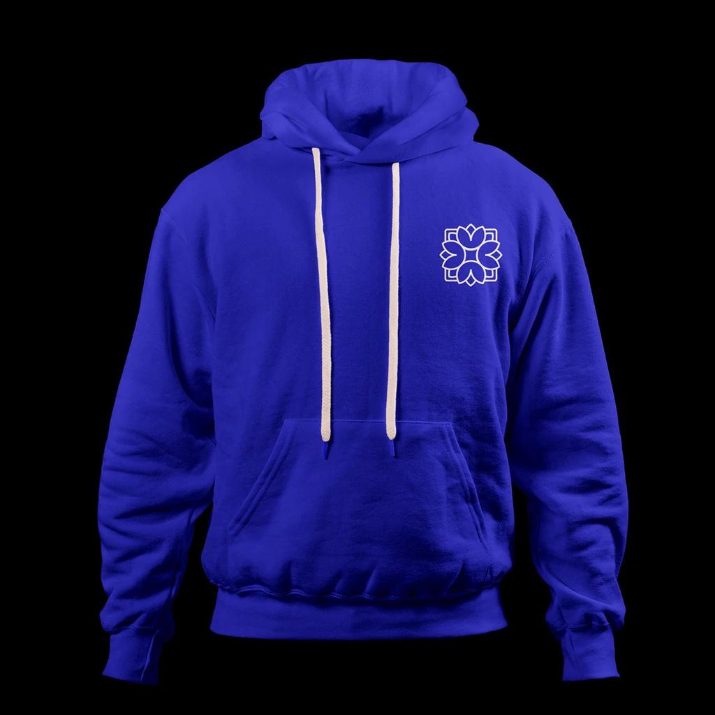 Matru Bhasha - Merch - embroidered lotus on royal blue fleece