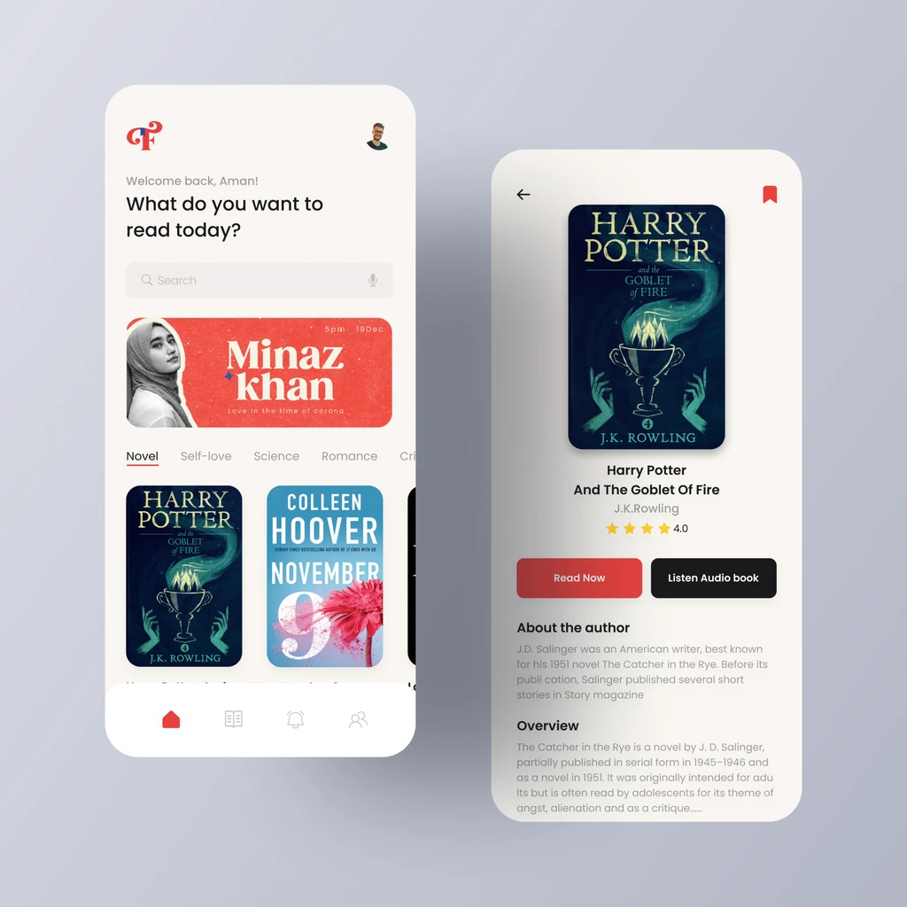 FLib App - Library and book detail - reading, audio and author panels