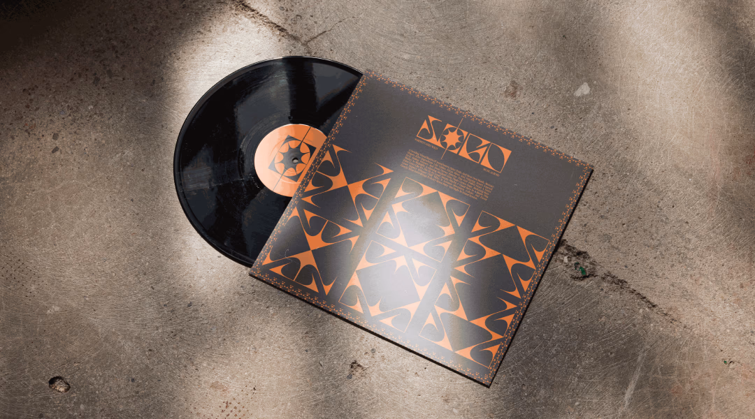 SOGO - Vol. 1 record sleeve - the mark cut into an all-over triangle print