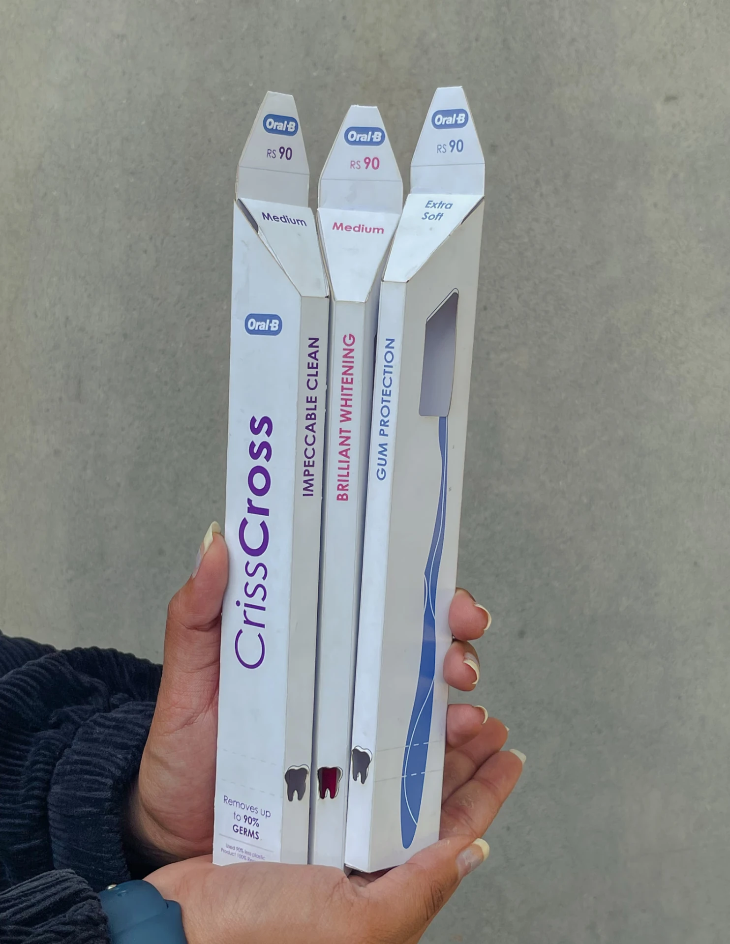 OralB - Spine-first merchandising - Impeccable Clean, Brilliant Whitening, Gum Protection