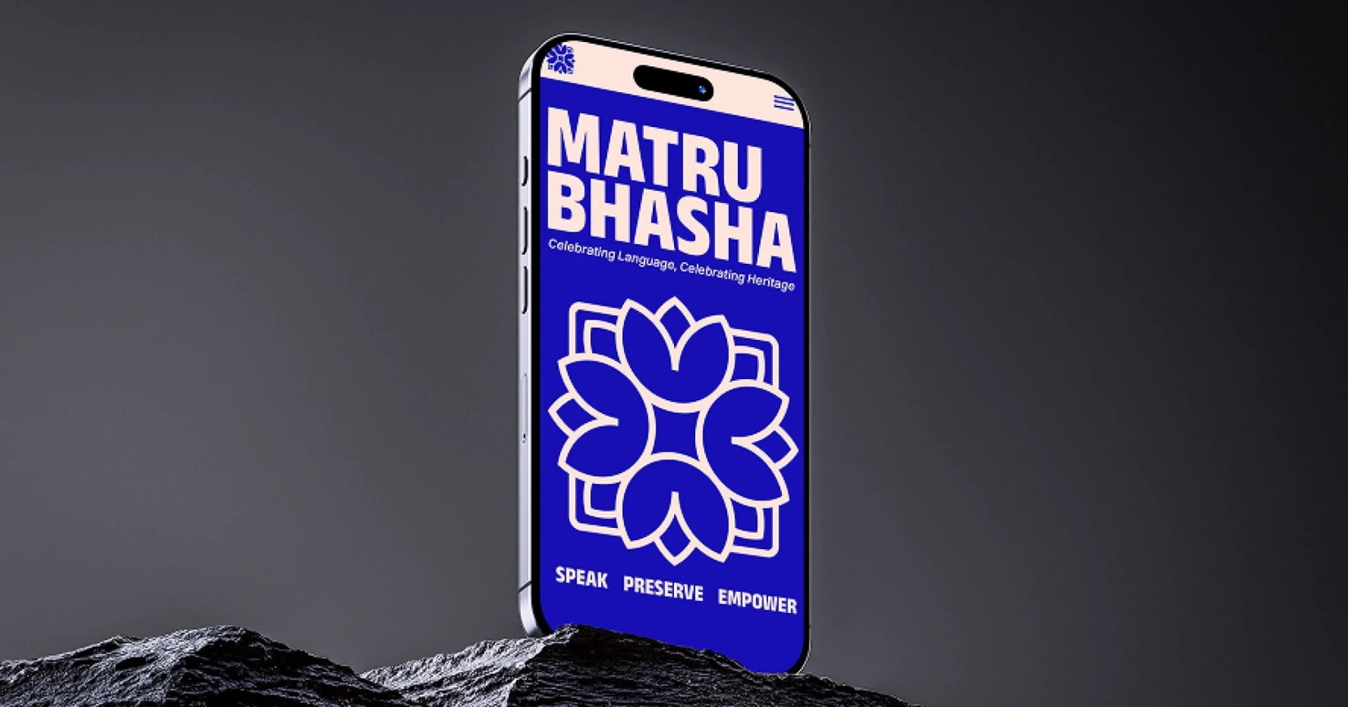 Matru Bhasha - Responsive study - the mark scaled to the handheld frame